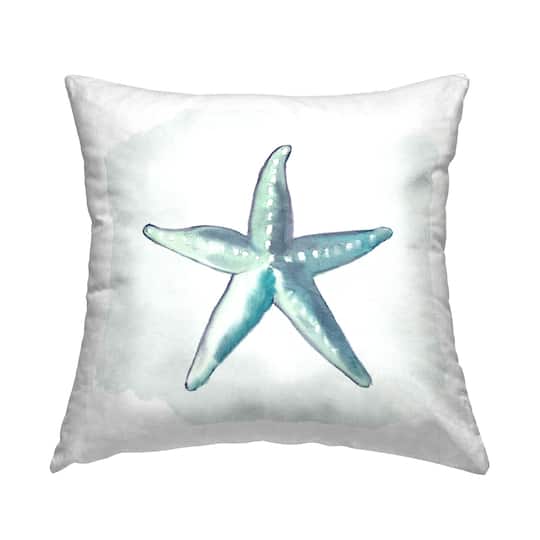 Stupell Industries Nautical Blue Starfish Casual Sea Life Animal Throw Pillow, 18&#x22; x 18&#x22;